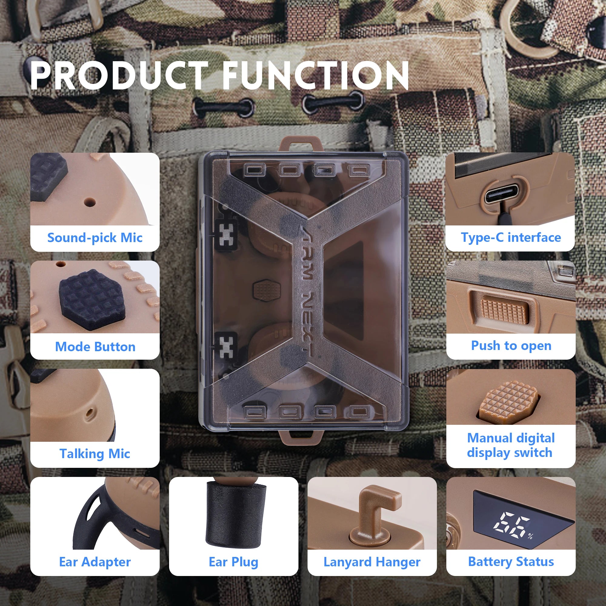 Professional Electronic Shooting Earplugs Advanced Noise Canceling Hearing Safety Protection Earmuff for Hunting Tactical