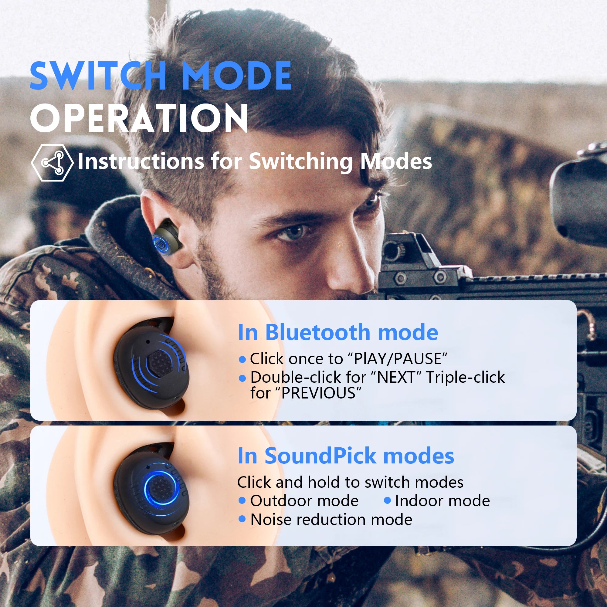 Professional Electronic Shooting Earplugs Advanced Noise Canceling Hearing Safety Protection Earmuff for Hunting Tactical
